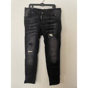 Dsquared2 Dean & Dan Slim Fit Jeans Mens EU54 Black  Distressed